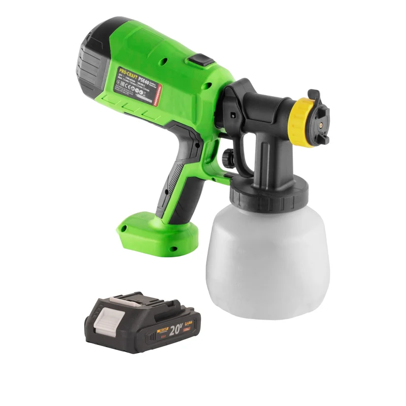 Procraft PSE40bb Akku Farbspritzpistole 20 V + 1x Akku 2,0 Ah - ohne Ladegerät