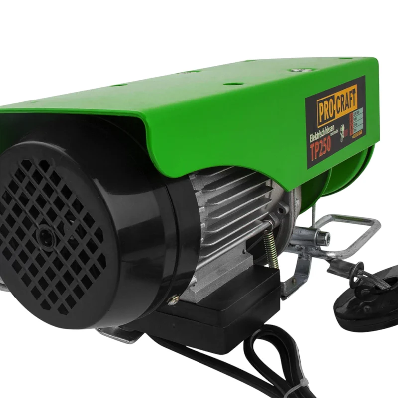 Procraft TP250 elektrische Seilwinde Seilzug 510 W 6 mm Tragfähigkeit ohne/mit Umlenkrolle 125/250 kg Hubhöhe 12/6 m