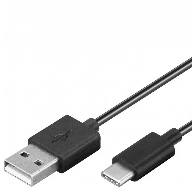 AccuCell USB-C Lade- und Synchronisationskabel für alle Geräte mit USB-C Anschluss, 2 Meter Schwarz