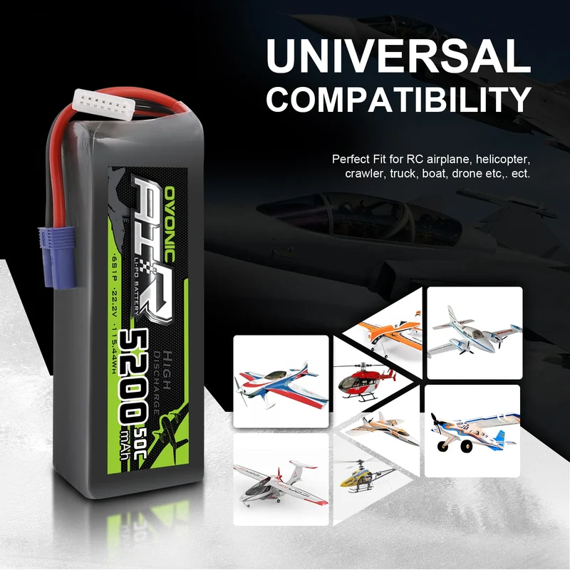 Ovonic Air 6S 5200mAh 50C 22,2V LiPo-Akkupack mit EC5-Stecker (2 Stück)