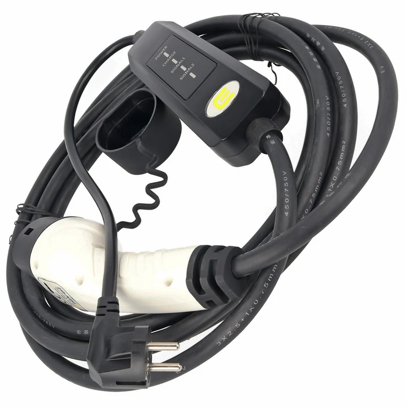 AccuCell Ladekabel für Elektroautos mit SchuKo-Stecker auf Typ 2 Mode2 230V 13A 1-Phasen Ladetechnologie mit max. 3kW nur 1,79KG