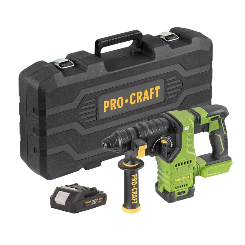 Procraft PHA30-bb-c Akku Bohrhammer 20 V 2,8 J SDS plus Brushless + 1x Akku 2,0 Ah + Koffer - ohne Ladegerät