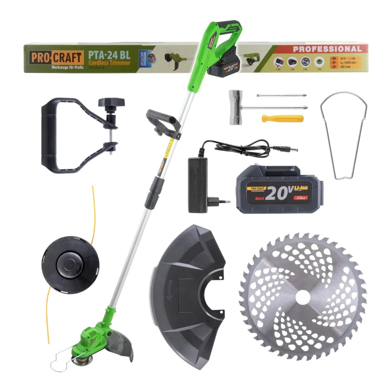 Procraft PTA24 BL Akku Trimmer 20 V 150 mm + 1x Akku 3,0 Ah + Ladegerät