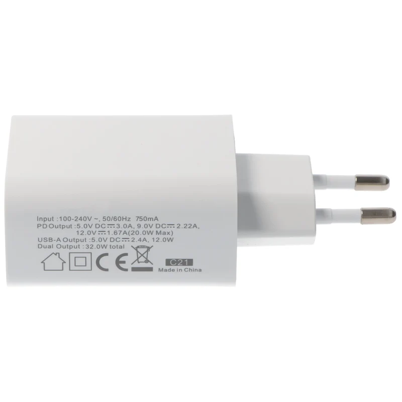 AccuCell Dual-USB Schnellladegerät USB QC3.0 28W weiß