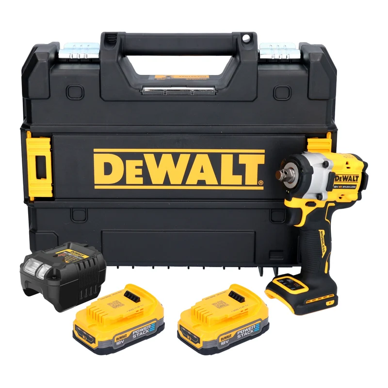 DeWalt DCF 921 E2T Akku Schlagschrauber 18 V 400 Nm 1/2" Brushless + 2x Powerstack Akku 1,7 Ah + Ladegerät + TSTAK
