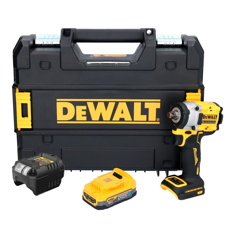 DeWalt DCF 921 E1T Akku Schlagschrauber 18 V 400 Nm 1/2" Brushless + 1x Powerstack Akku 1,7 Ah + Ladegerät + TSTAK