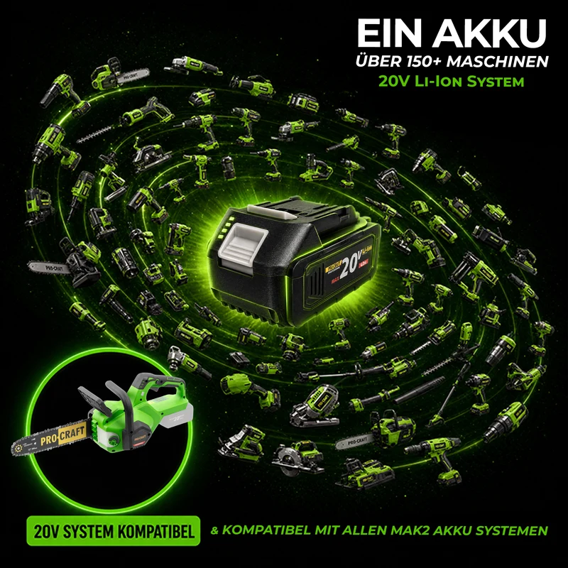 Procraft PKA38 Akku Kettensäge 20 V 304 mm Brushless Solo - ohne Akku, ohne Ladegerät