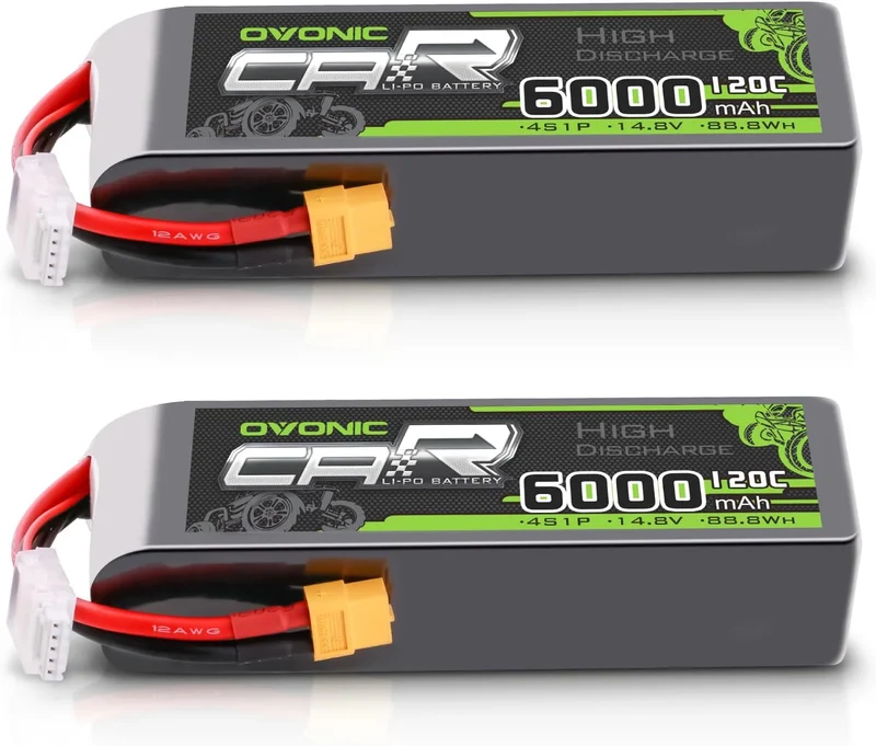 Ovonic Car 4S 6000mAh Lipo Akku 120C 14,8V RC Lipo Akku mit XT60 Stecker (2 Stück)