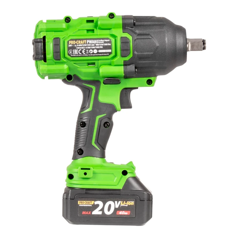 Procraft PWA80-1B-C Akku Schlagschrauber 20 V 1600 Nm 1/2" Brushless + 1x Akku 4,0 Ah + Ladegerät + Koffer