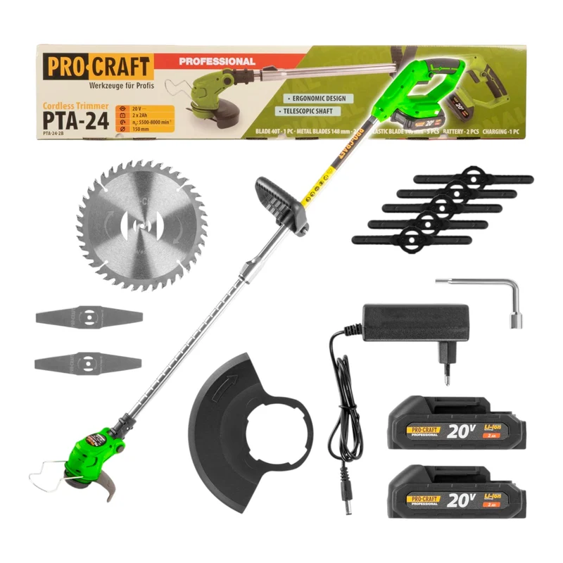Procraft PTA24 Akku Trimmer 20 V 150 mm + 2x Akku 2,0 Ah + Ladegerät