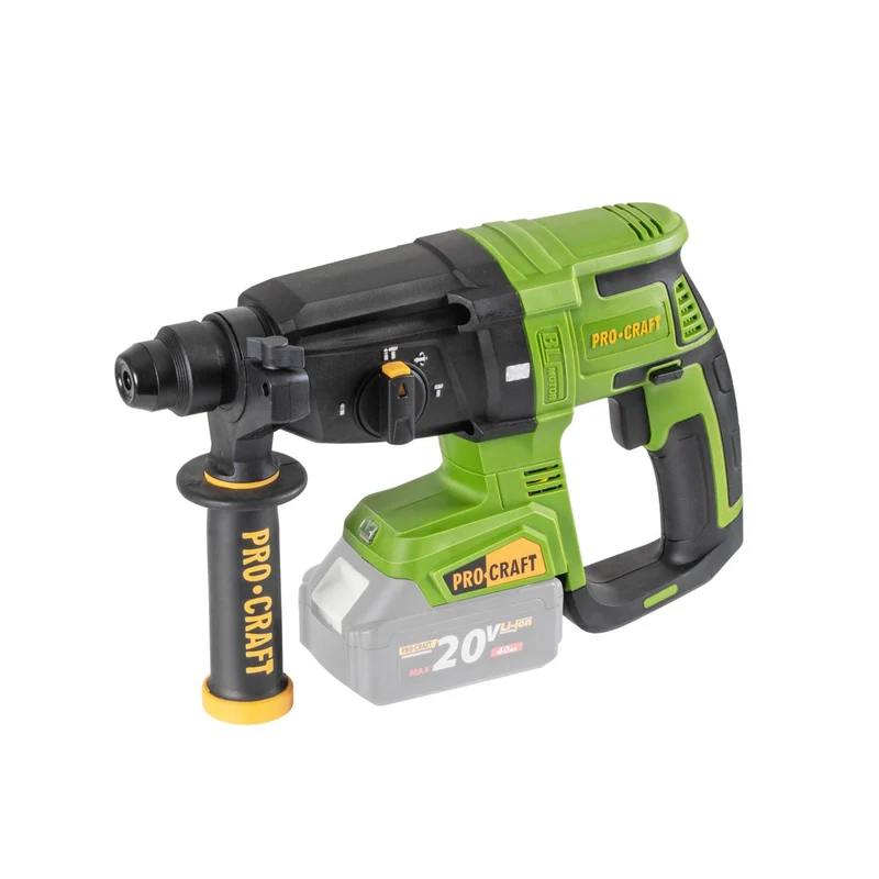 Procraft PHA40bb-c Akku Bohrhammer 20 V 2,6 J SDS plus Brushless + 2x Akku 4,0 Ah + Ladegerät + Koffer