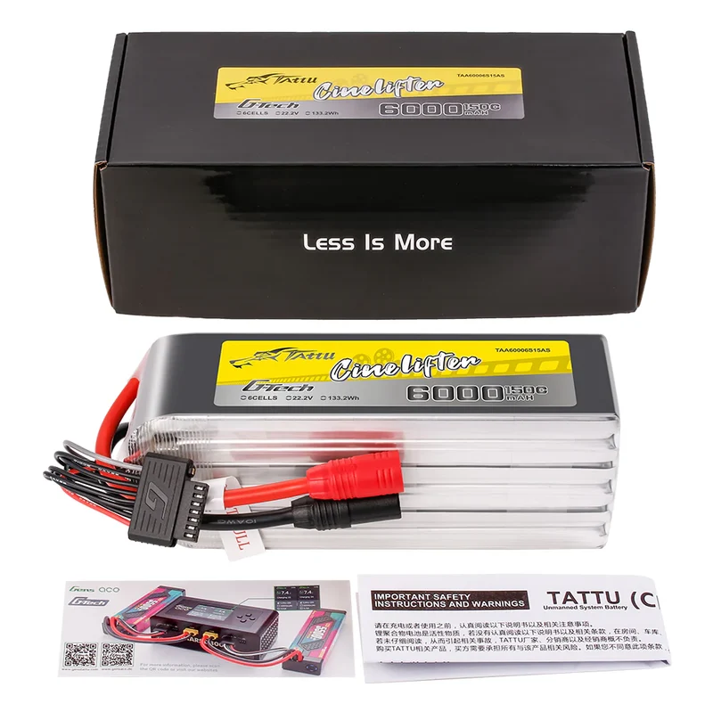 Tattu G-Tech 6S 6000mAh 22,2V 150C Lipo-Akku mit AS150-Stecker