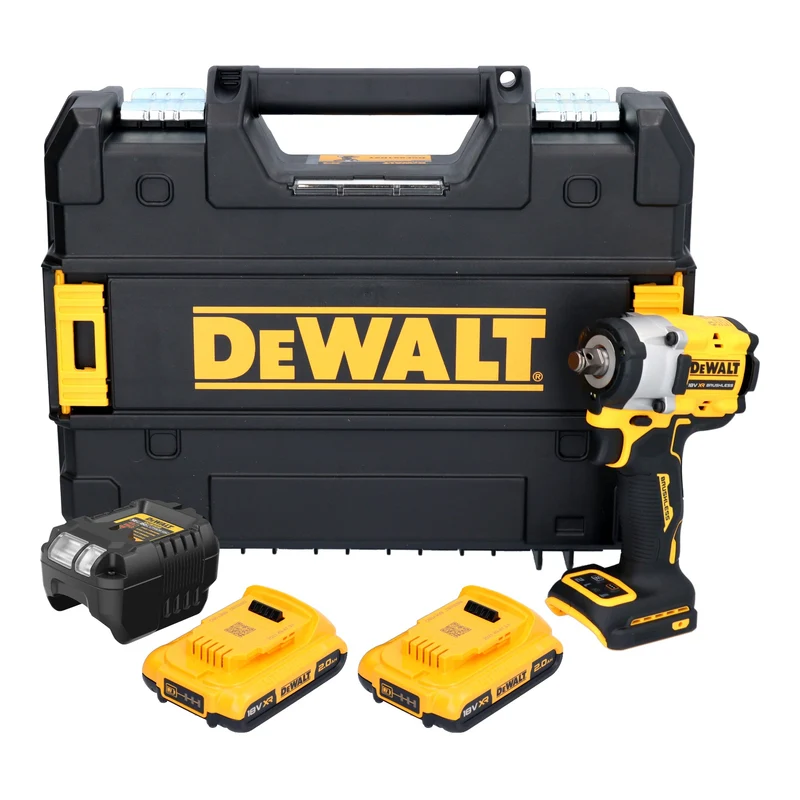 DeWalt DCF 921 D2T Akku Schlagschrauber 18 V 400 Nm 1/2" Brushless + 2x Akku 2,0 Ah + Ladegerät + TSTAK