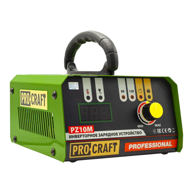 Procraft PZ10M Ladegerät 6/12 V Ladespannung 10 A Ladestrom für Auto-, Mottorad- & LKW Batterien
