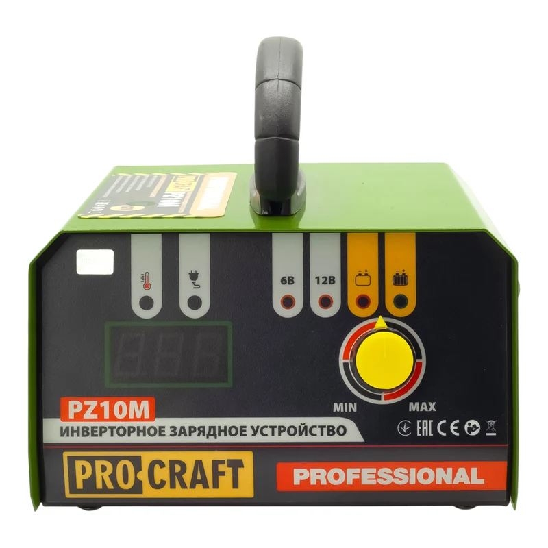 Procraft PZ10M Ladegerät 6/12 V Ladespannung 10 A Ladestrom für Auto-, Mottorad- & LKW Batterien