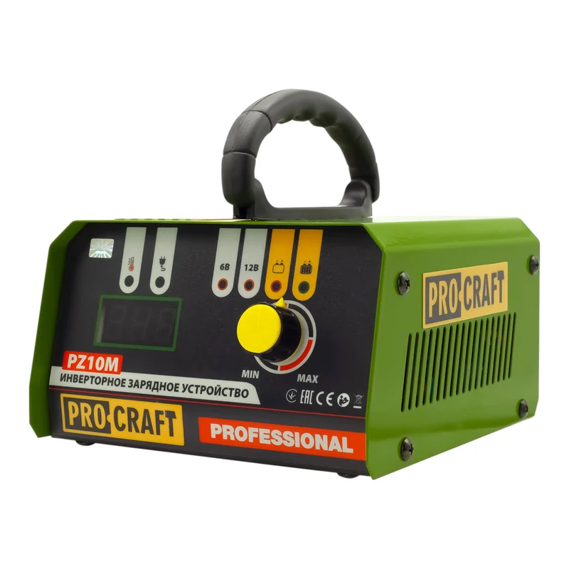 Procraft PZ10M Ladegerät 6/12 V Ladespannung 10 A Ladestrom für Auto-, Mottorad- & LKW Batterien