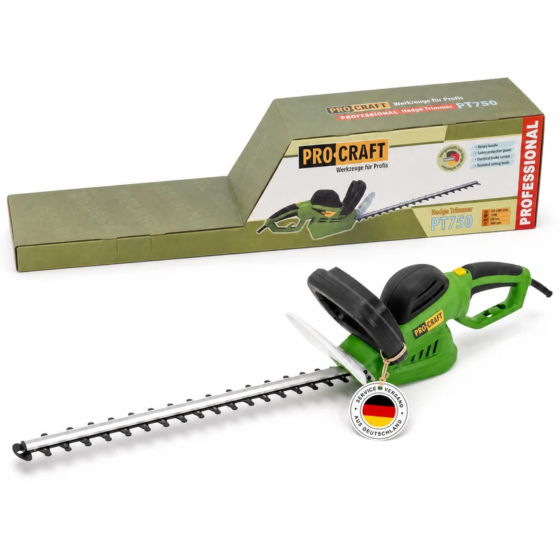 Procraft PT750 Heckenschere 750 Watt 610 mm Schnittlänge 24 mm Schnittstärke