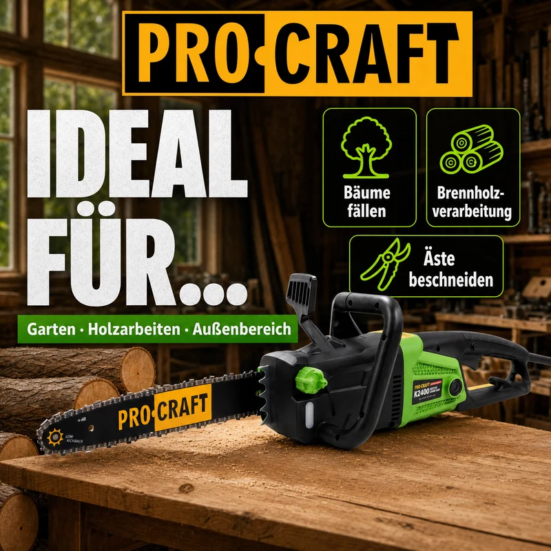 Procraft K2400 Kettensäge 2000 Watt 405 mm Schnittlänge