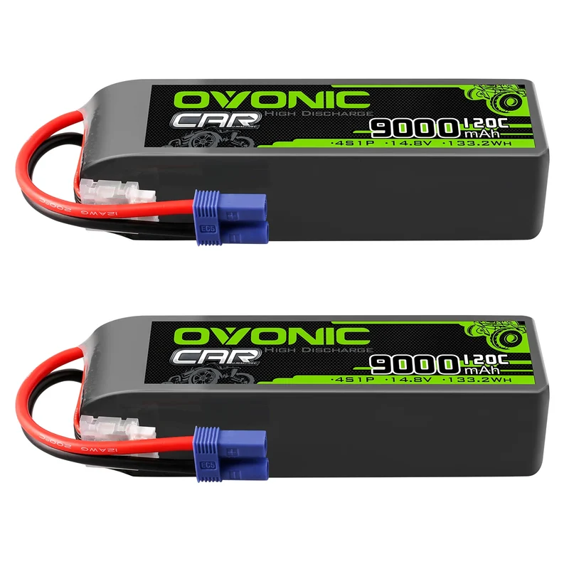 Ovonic Car 4S 9000mAh Lipo Akku 120C 14,8V RC Lipo Akku mit EC5 Stecker (2 Stück)
