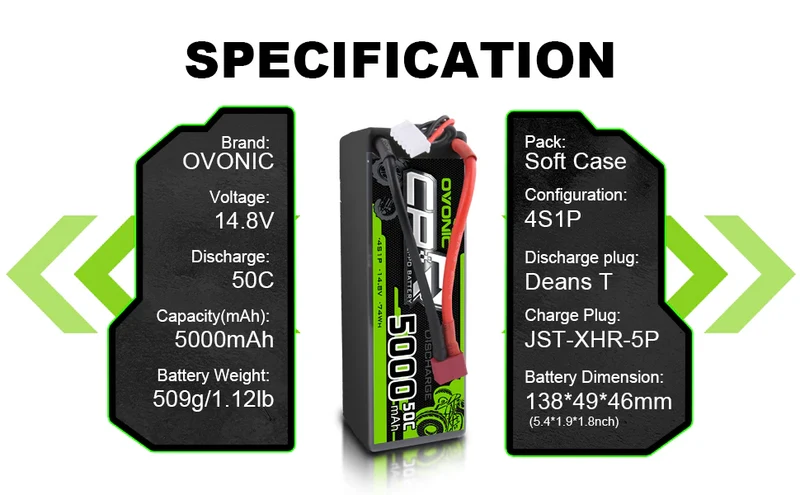 Ovonic Car 4S 5000mAh 50C 14,8V LiPo Akku Hardcase mit Deans Stecker