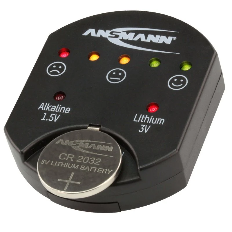 Ansmann Batterietester für Alkaline und Lithium Knopfzellen, der Knopfzellentester