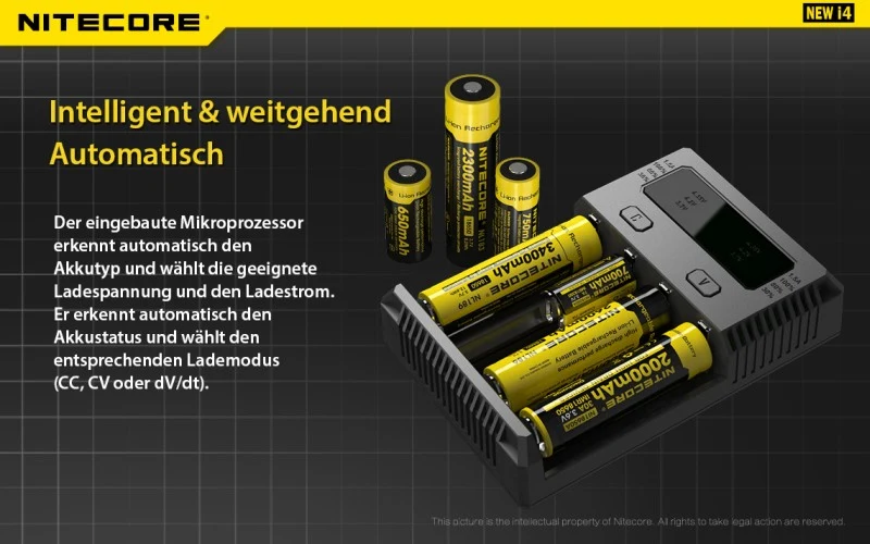 Nitecore Ladegerät Intellicharge NEW i4 mit 4 Ladeschächten NC-i4