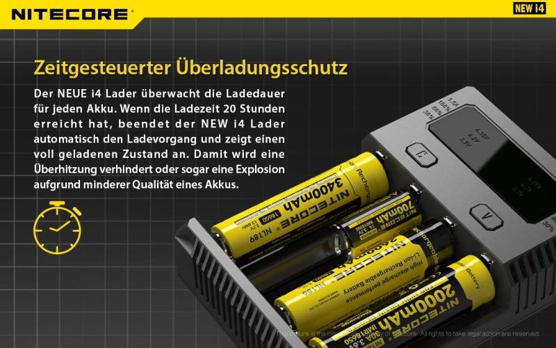 Nitecore Ladegerät Intellicharge NEW i4 mit 4 Ladeschächten NC-i4