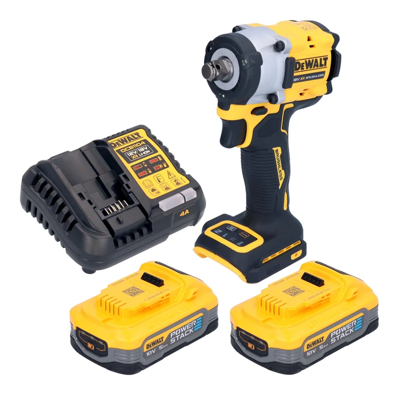 DeWalt DCF 921 H2 Akku Schlagschrauber 18 V 400 Nm 1/2" Brushless + 2x Powerstack Akku 5,0 Ah + Ladegerät