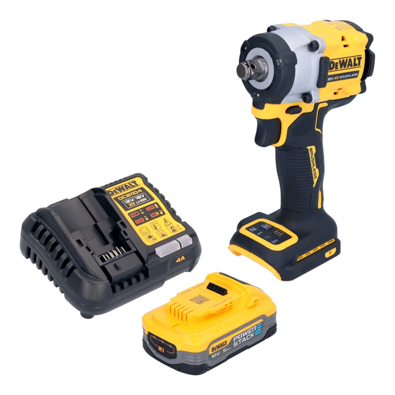DeWalt DCF 921 H1 Akku Schlagschrauber 18 V 400 Nm 1/2" Brushless + 1x Powerstack Akku 5,0 Ah + Ladegerät
