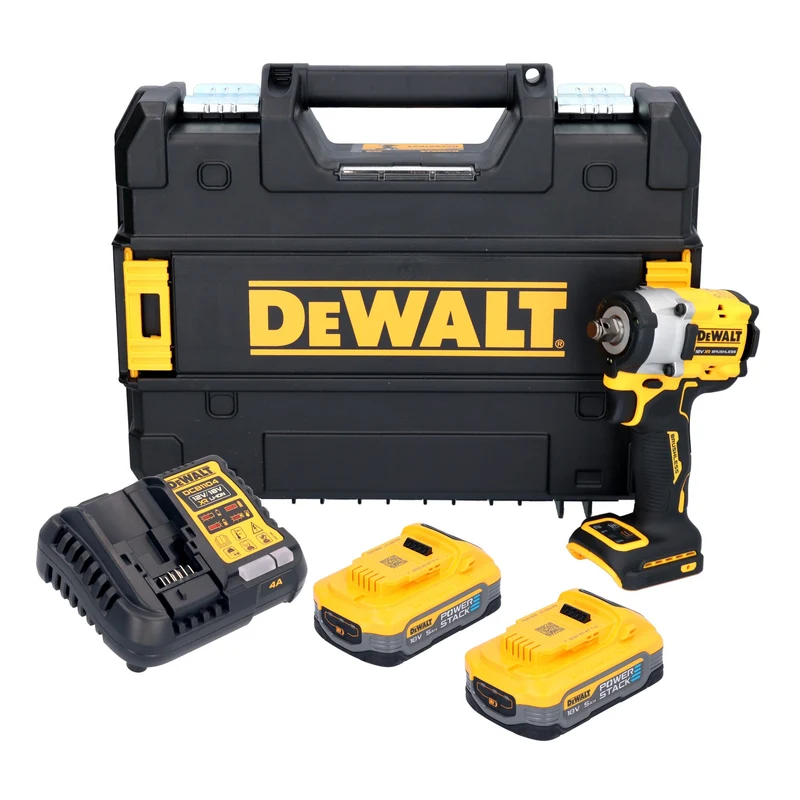 DeWalt DCF 921 H2T Akku Schlagschrauber 18 V 400 Nm 1/2" Brushless + 2x Powerstack Akku 5,0 Ah + Ladegerät + TSTAK