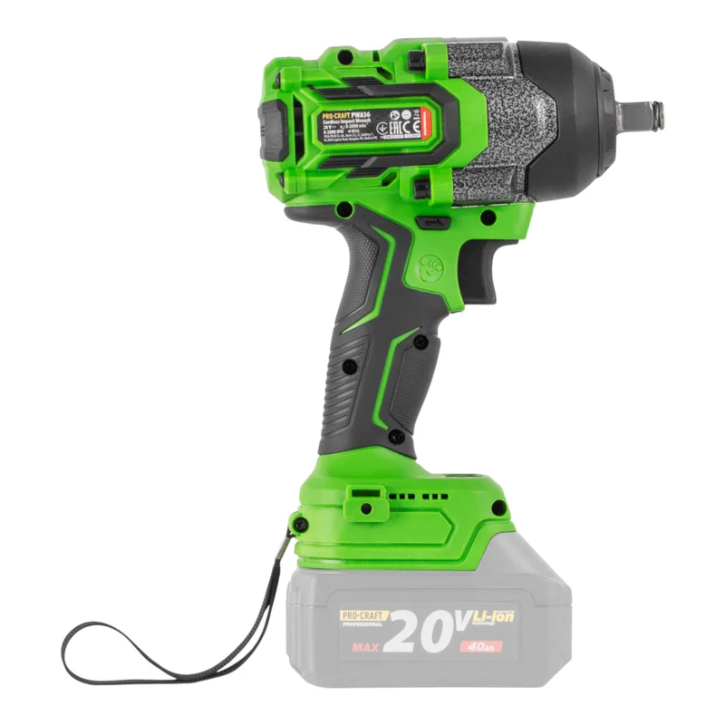 Procraft PWA36bb Akku Schlagschrauber 20 V 850 Nm 1/2" Brushless + 2x Akku 2,0 Ah + Ladegerät + RHINO Toolcase
