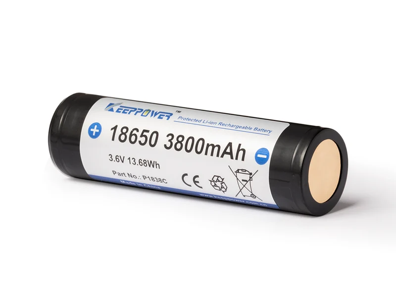 Keeppower 18650 - 3800mAh 3,6V - 3,7V Li-Ion-Akku geschützt (Pluspol erhöht) P1838C
