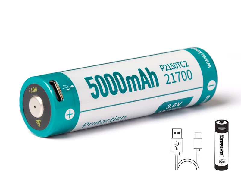 Keeppower 21700 - 5000mAh, Li-Ionen 3,6V - 3,7V - mit USB-C ein.-u.Ausgang