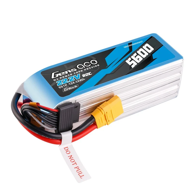 Gens Ace G-Tech 6S LiPo Akku 5600mAh 80C 22,2V 6S1P Lipo-Akkupack mit XT90-Stecker