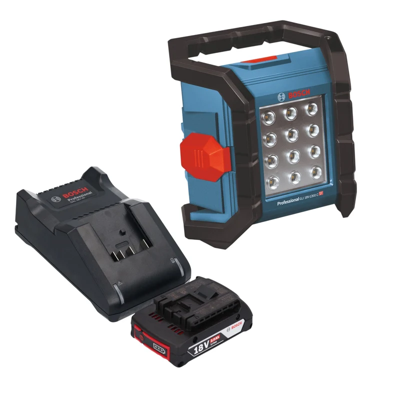 Bosch GLI 18V-1200 C Professional Akku Baustrahler 18 V 1200 lm + 1x Akku 2,0 Ah + Ladegerät