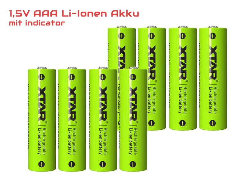 Xtar LC8 – Ladegerät, incl. AA (Mignon) LR6 1,5V Li-Ionen-Akkus mit Akku-Wechselanzeige