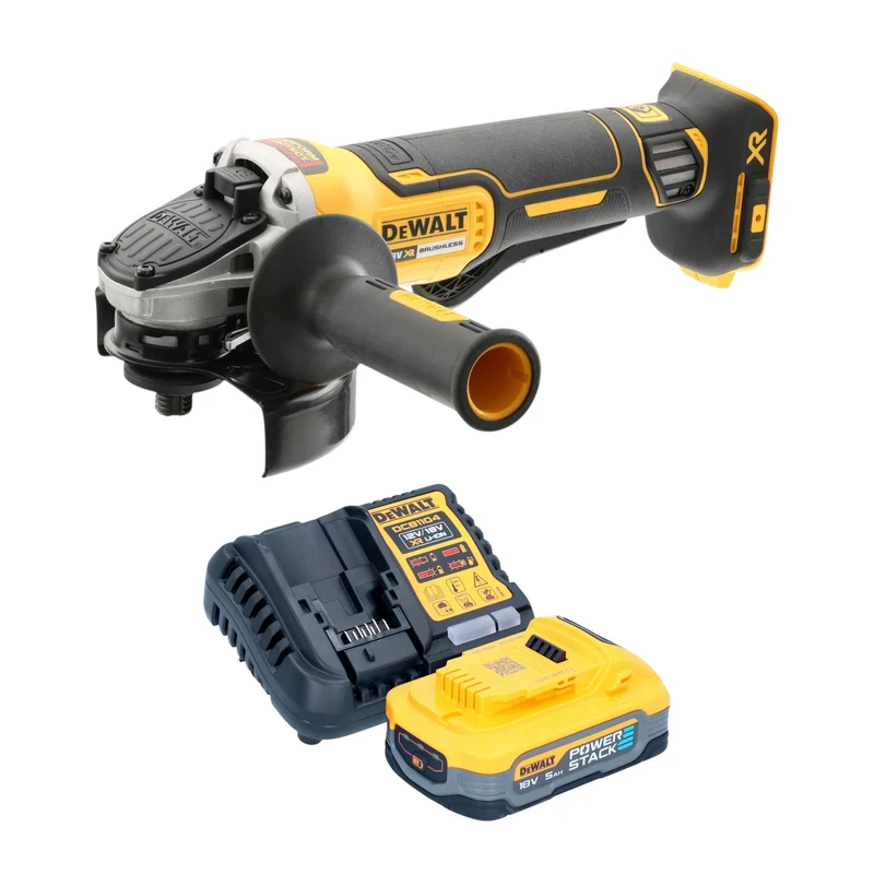 DeWalt DCG 406 H1 Akku Winkelschleifer 18 V 125 mm Brushless + 1x Powerstack Akku 5,0 Ah + Ladegerät