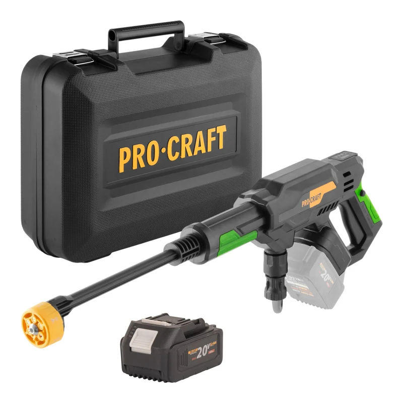 Procraft CW20bb Akku Hochdruckreiniger 20 V 30 bar 180 l/h Brushless + 1x Akku 4,0 Ah + Koffer - ohne Ladegerät