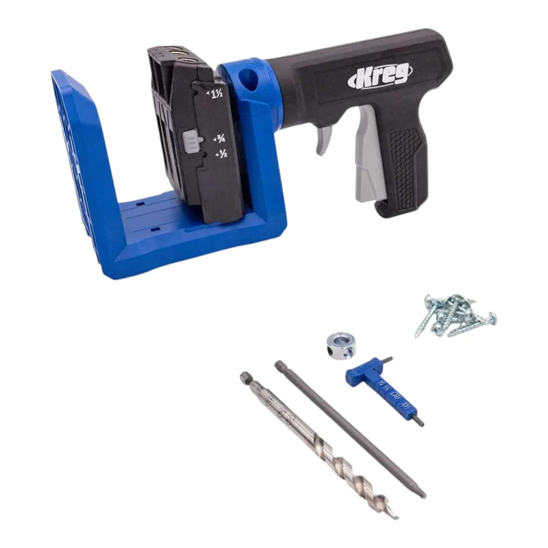 KREG Pocket Hole Jig 520 PRO Taschenloch Bohrschablone ( KPHJ520PRO2 ) + Stufenbohrer + Bit + Schrauben