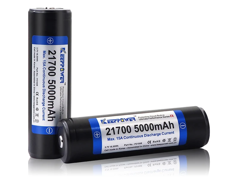 Keeppower 21700 R 15A 5000mAh 3,6V - 3,7V Li-Ion-Akku PCB geschützt (Pluspol erhöht)