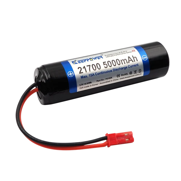 Keeppower 1S1P 21700-5000mAh 3,6V - 3,7V Li-Ion-Akku PCB/BMS geschützt mit Kabelanschluss und JST Stecker