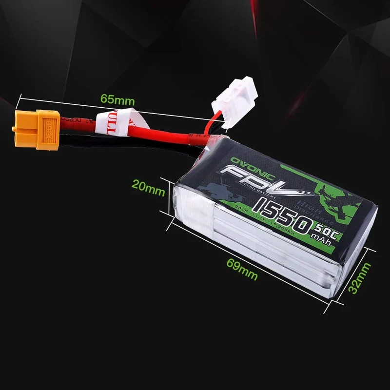 Ovonic FPV 3S LiPo Akku 1550mAh 50C 11,1V mit XT60 Stecker