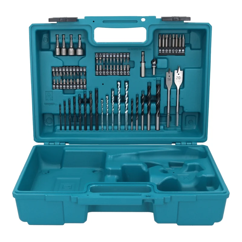 Makita DHP 490 RFX3 Akku Schlagbohrschrauber 18 V 65 Nm Brushless + 2x Akku 3,0 Ah + Ladegerät + 74 tlg. Zubehör Set + Koffer