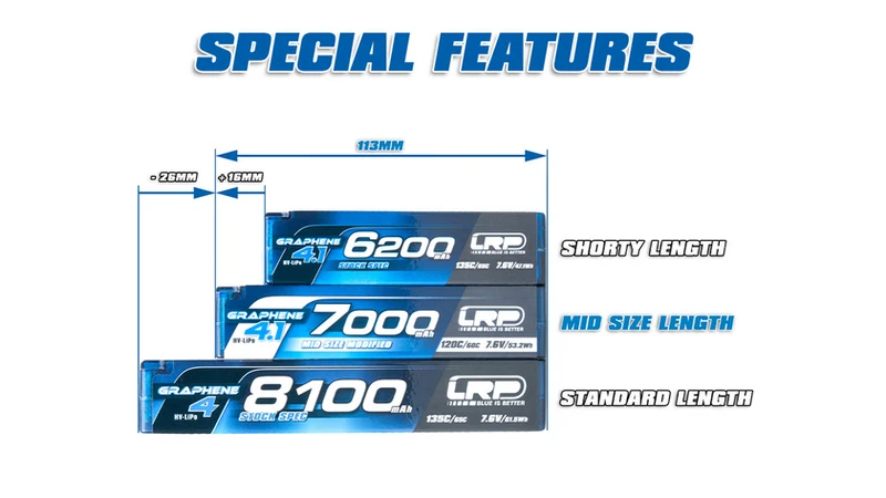 LRP HV Mid Size Modified GRAPHENE- 2S 7000mAh 4.1 7000mAh Hardcase Akku 7.6V LiPo 120C/60C