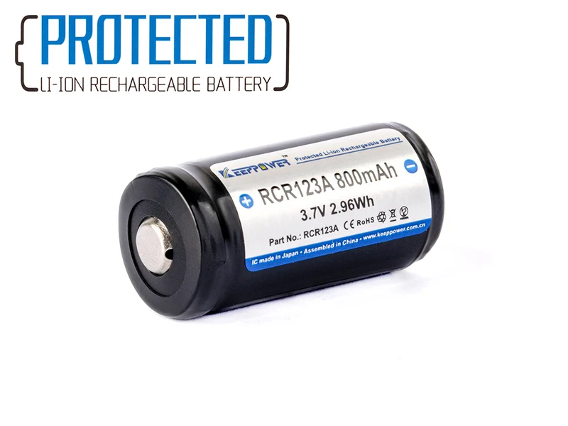 Keeppower RCR123A 16340 - 800mAh, 3,6V - 3,7V Li-Ionen-Akku geschützt