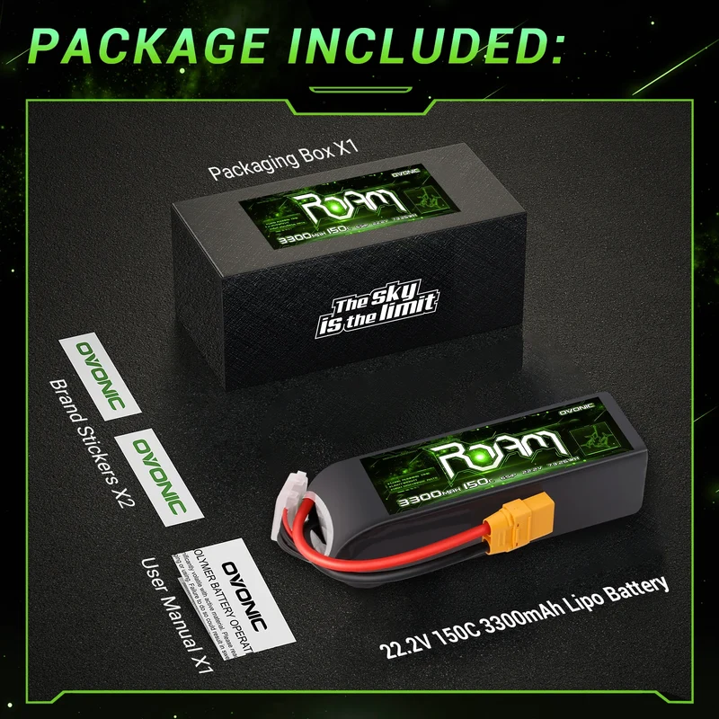 Ovonic Roam Series 6S Lipo Akku 3300mAh 6S1P 150C 22,2V XT90-Stecker