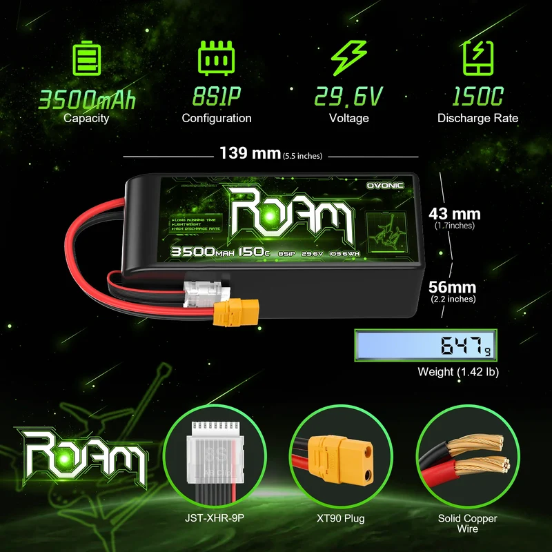 Ovonic Roam Series 8S Lipo Akku 3500mAh 8S1P 150C 29,6V XT90-Stecker