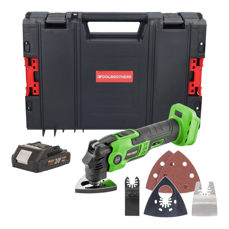 Procraft PMT22bb Akku Multifunktionswerkzeug 20 V Brushless + 1x Akku 2,0 Ah + RHINO Toolcase - ohne Ladegerät