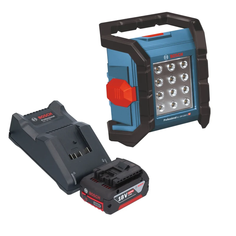 Bosch GLI 18V-1200 C Professional Akku Baustrahler 18 V 1200 lm + 1x Akku 4,0 Ah + Ladegerät