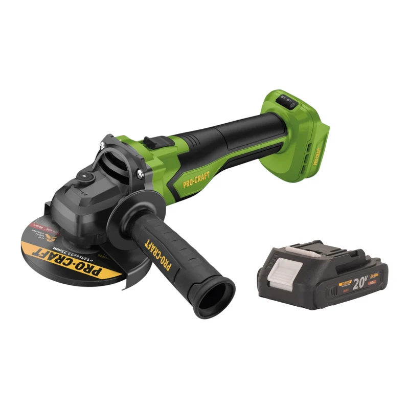 Procraft PGA22-BB Akku Winkelschleifer 20 V 125 mm Brushless + 1x Akku 2,0 Ah + RHINO Toolcase - ohne Ladegerät